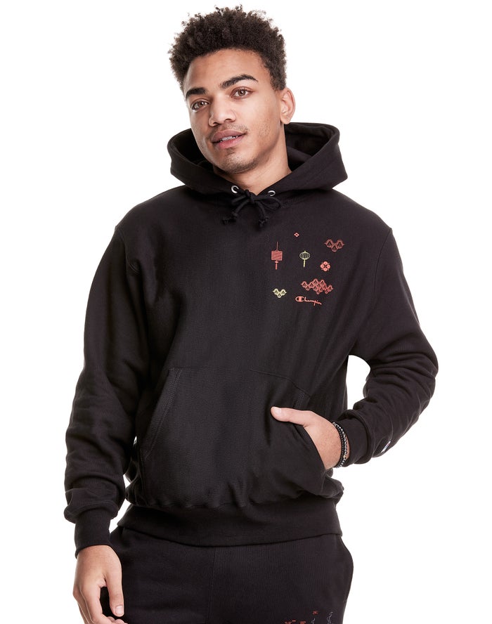 Champion Reverse Weave Lunar New Year Hoodie Heren - Zwart - Belgie 6537OMSUA